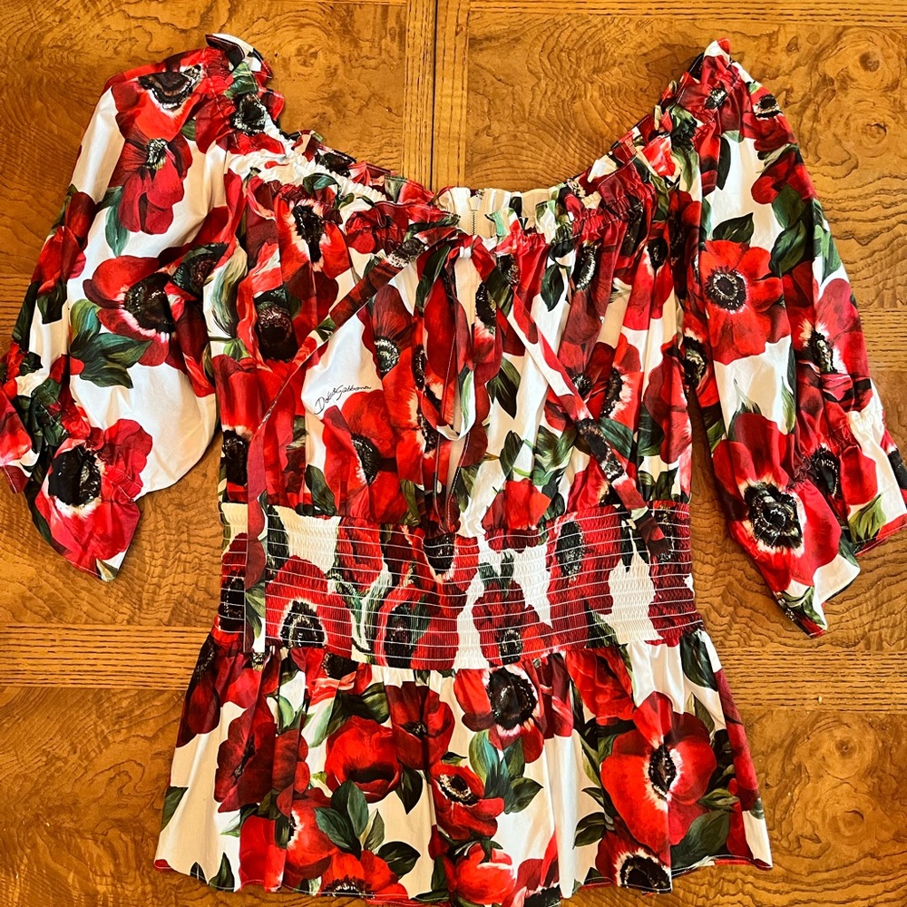 Dolce & Gabbana Red and Green Blouse